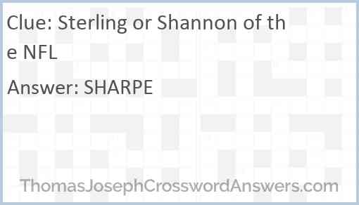 Sterling or Shannon of the NFL Answer
