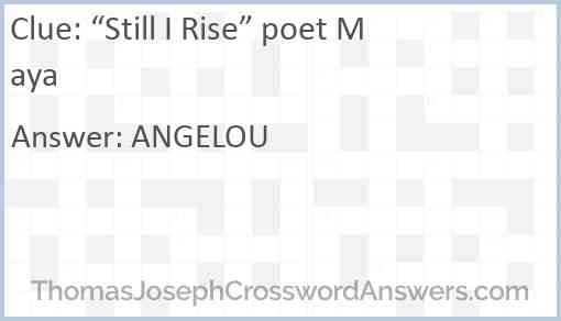 “Still I Rise” poet Maya Answer