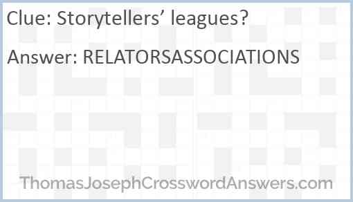 Storytellers’ leagues? Answer