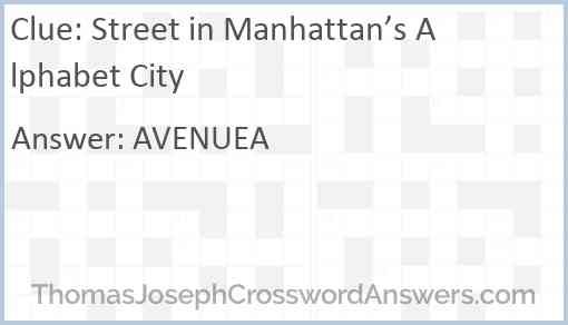 Street in Manhattan’s Alphabet City Answer