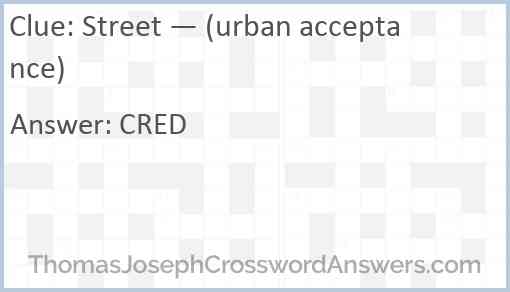 Street — (urban acceptance) Answer
