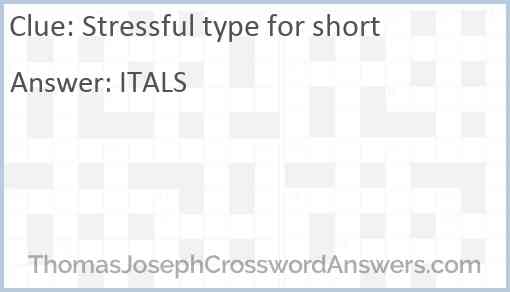 Stressful type for short Answer