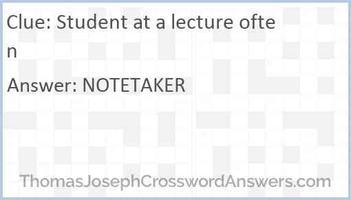 Student at a lecture often Answer