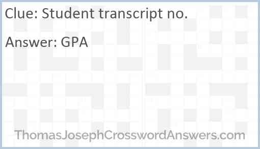 Student transcript no. Answer
