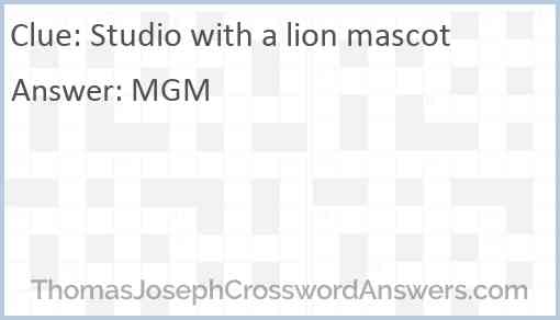 Studio with a lion mascot Answer