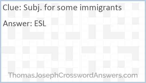 Subj. for some immigrants Answer