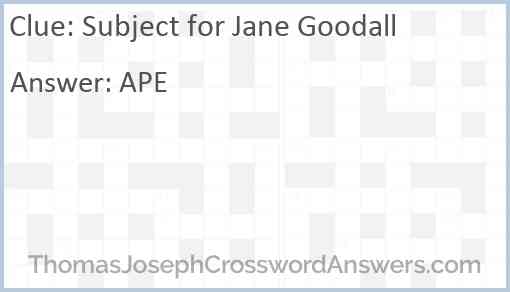 Subject for Jane Goodall Answer