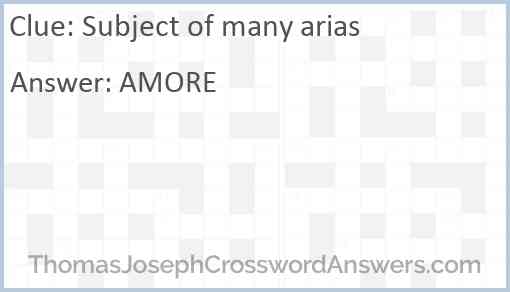Subject of many arias Answer