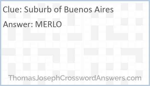 Suburb of Buenos Aires Answer