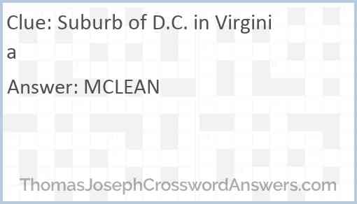 Suburb of D.C. in Virginia Answer