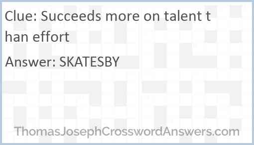 Succeeds more on talent than effort Answer