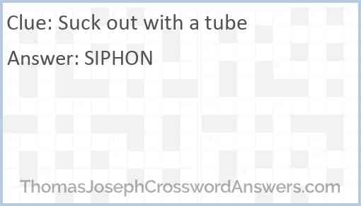 Suck out with a tube Answer