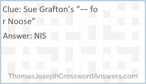Sue Grafton’s “— for Noose” Answer