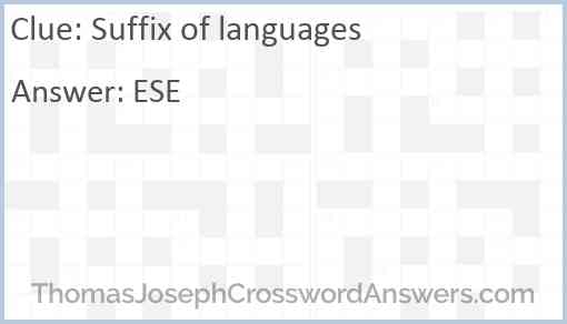 Suffix of languages Answer
