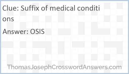 Suffix of medical conditions Answer