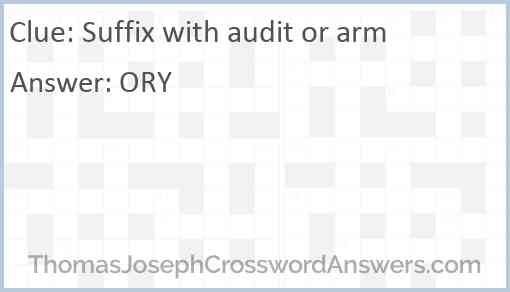 Suffix with audit or arm Answer
