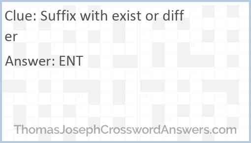Suffix with exist or differ Answer
