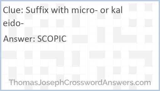 Suffix with micro- or kaleido- Answer