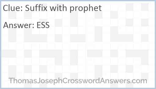 Suffix with prophet Answer