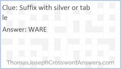 Suffix with silver or table Answer