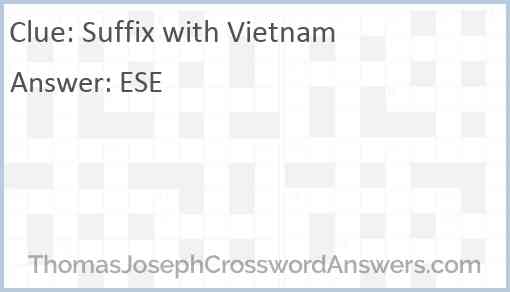 Suffix with Vietnam Answer