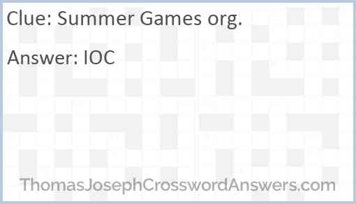 Summer Games org. Answer