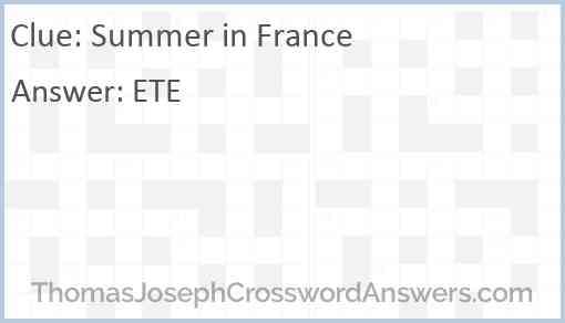 Summer in France Answer