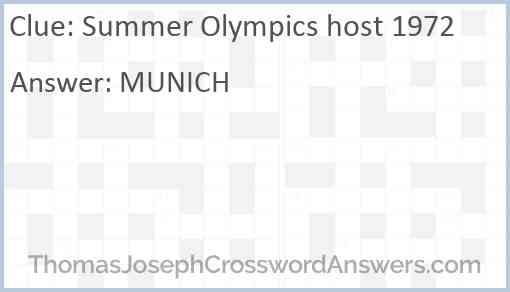 Summer Olympics host 1972 Answer