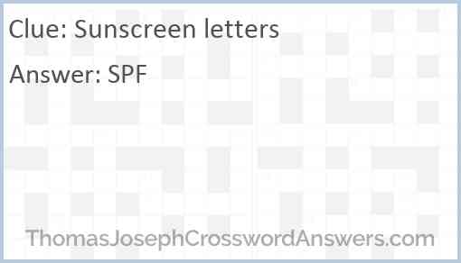 Sunscreen letters Answer