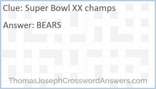Super Bowl XX champs Answer
