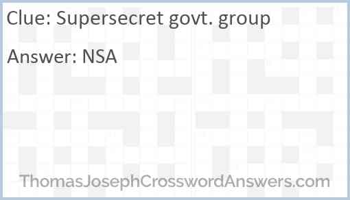 Supersecret govt. group Answer
