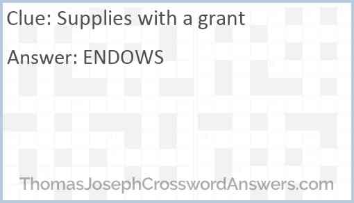 Supplies with a grant Answer