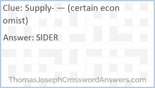 Supply- — (certain economist) Answer