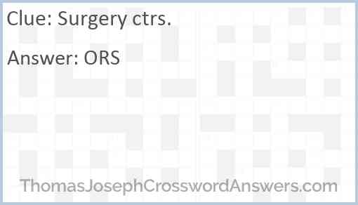 Surgery ctrs. Answer
