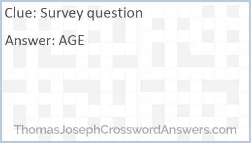 Survey question Answer