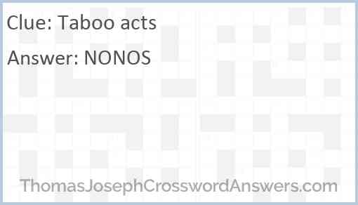 Taboo acts Answer