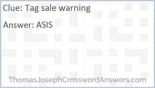 Tag sale warning Answer