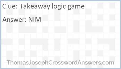 Takeaway logic game Answer
