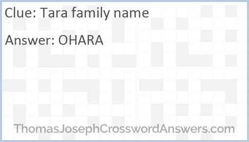 Tara family name Answer