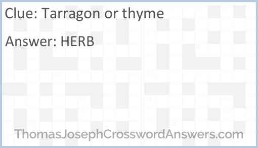 Tarragon or thyme Answer