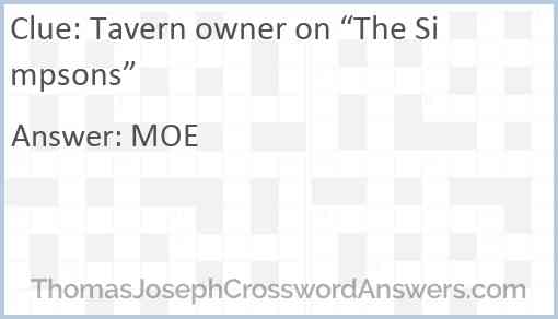 Tavern owner on “The Simpsons” Answer