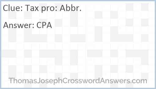 Tax pro: Abbr. Answer