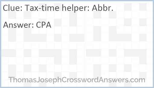 Tax-time helper: Abbr. Answer