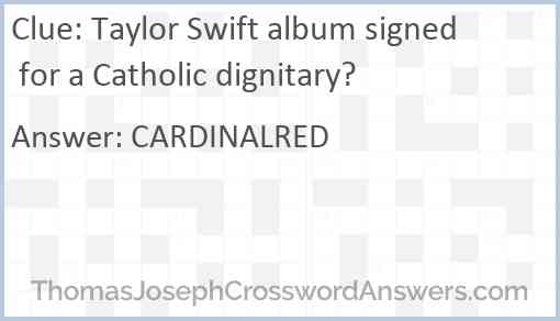 Taylor Swift album signed for a Catholic dignitary? Answer
