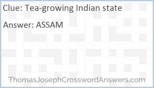 Tea-growing Indian state Answer