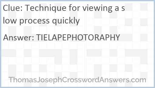 Technique for viewing a slow process quickly Answer