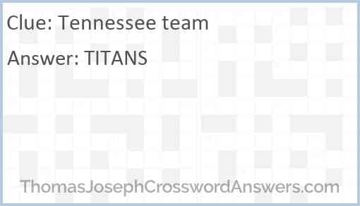 Tennessee team Answer