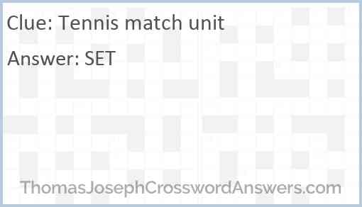 Tennis match unit Answer