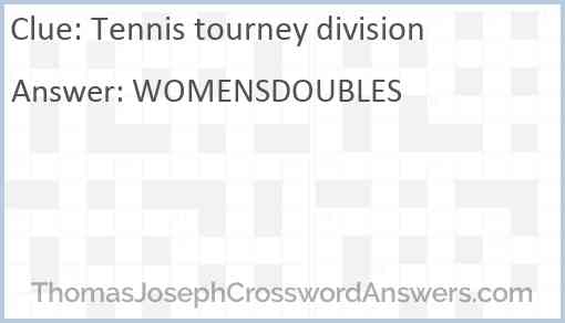 Tennis tourney division Answer