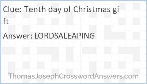 Tenth day of Christmas gift Answer